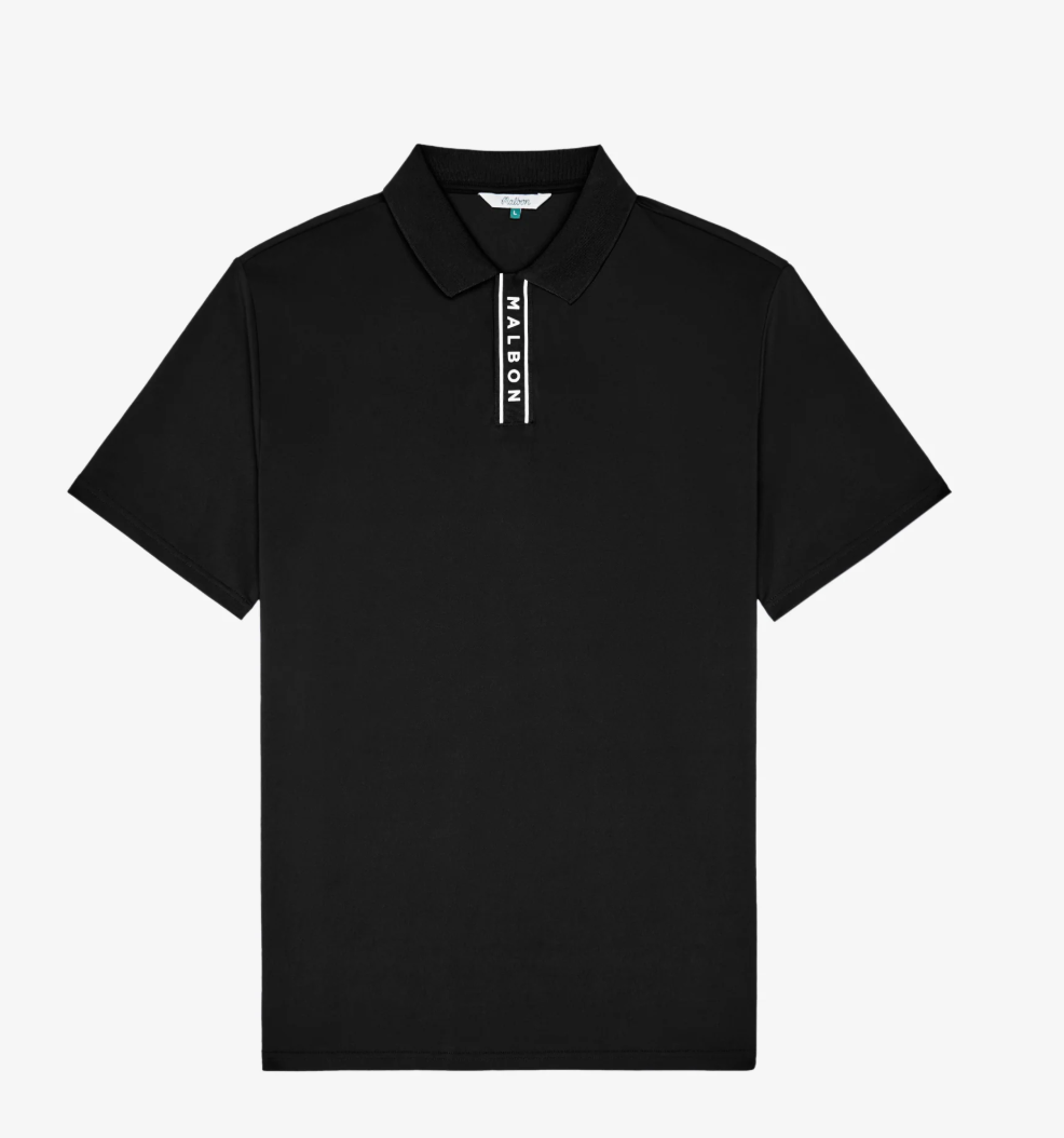 メンズウェア Malbon X CLUBHAUS Tour Polo - Black Malbon BLOCK PLACKET POLO Men – Greenfield Golf