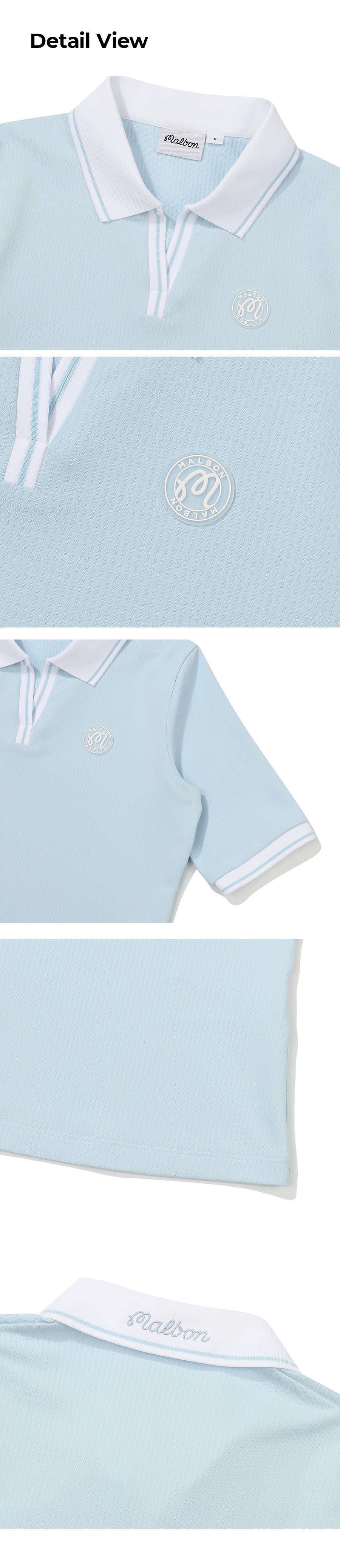 Malbon Golf  Lip Tissue M Logo Collar T-Shirt SKY BLUE (WOMAN)