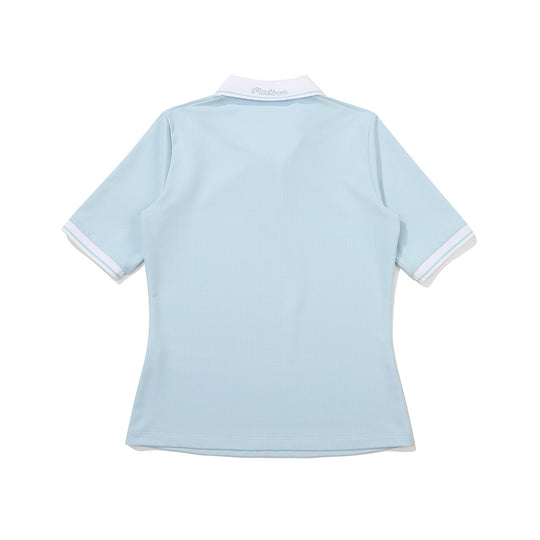 Malbon Golf  Lip Tissue M Logo Collar T-Shirt SKY BLUE (WOMAN)