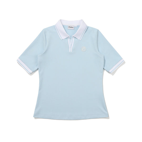 Malbon Golf  Lip Tissue M Logo Collar T-Shirt SKY BLUE (WOMAN)