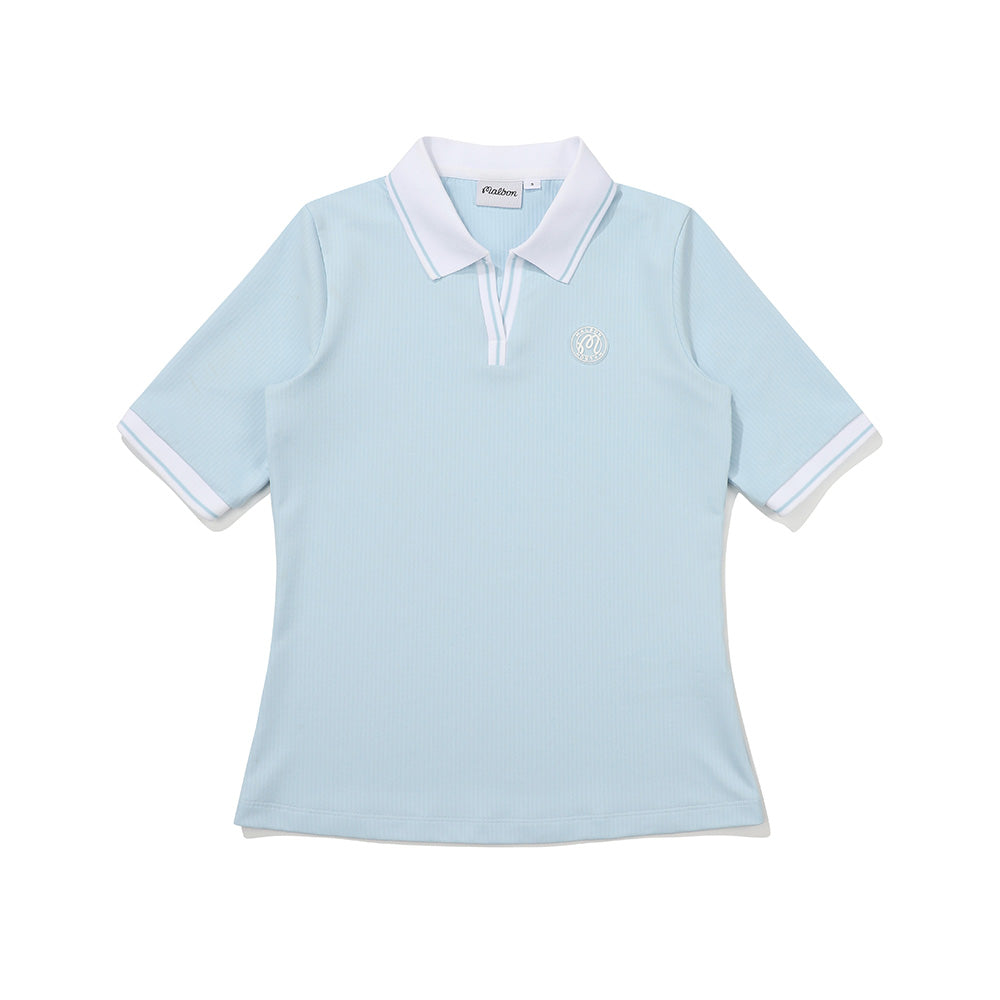 Malbon Golf  Lip Tissue M Logo Collar T-Shirt SKY BLUE (WOMAN)