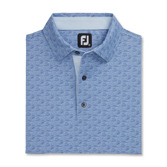 FootJoy Golf Course Doodle Stretch Pique Self Collar Polo