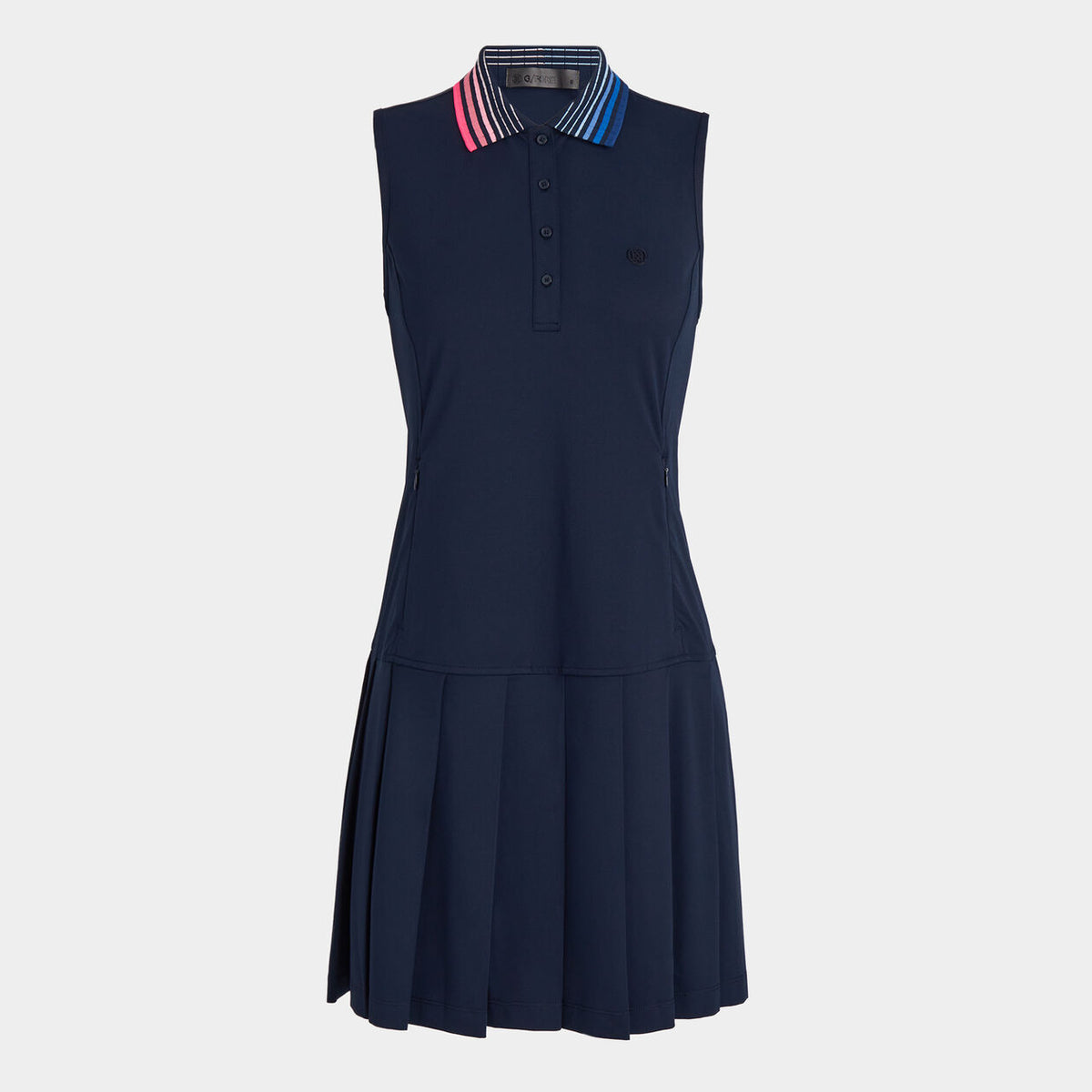 G/Fore Contrast Collar Pique Sleeveless Polo Dress