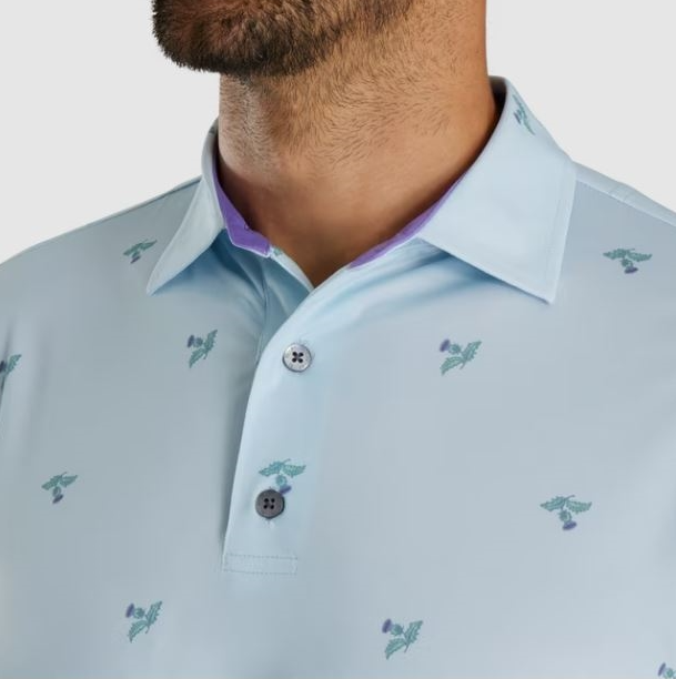 FootJoy Thistle Print Lisle Self Collar Polo