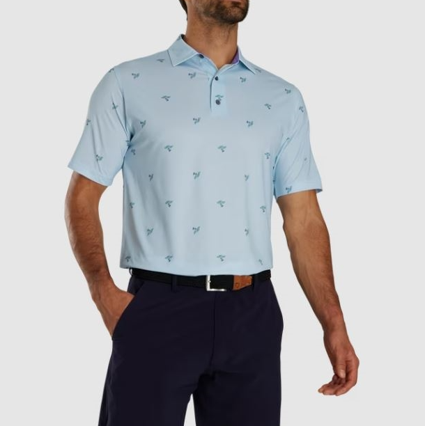 FootJoy Thistle Print Lisle Self Collar Polo