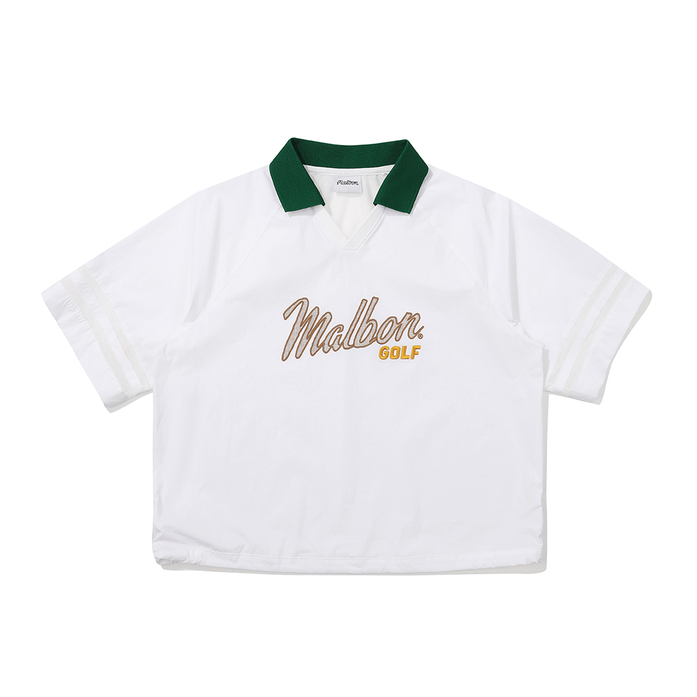 Malbon Golf  Logo Point Short Sleeve Lightweight Piste WHITE (WOMAN)