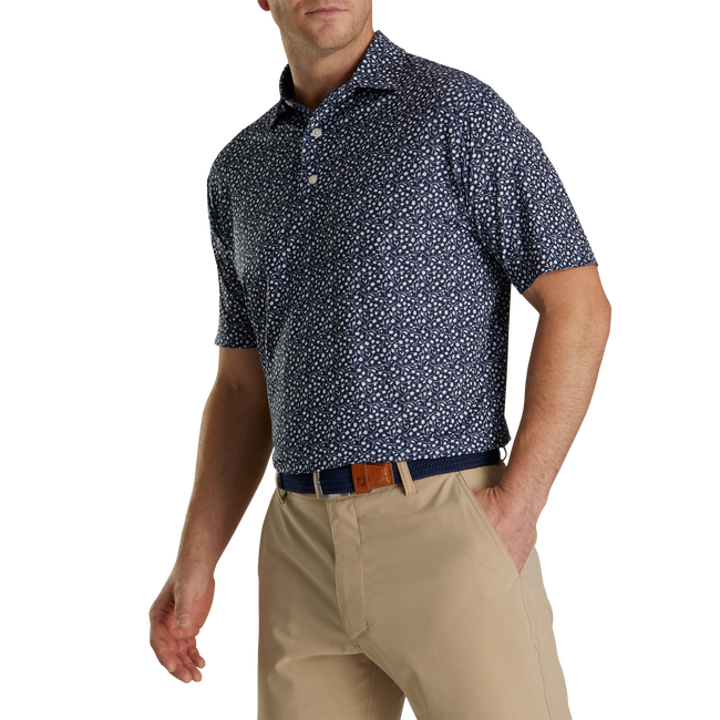 FootJoy Lisle Tossed Tulips Self Collar Polo