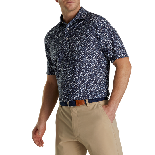 FootJoy Lisle Tossed Tulips Self Collar Polo