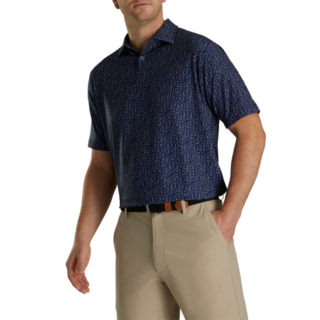 FootJoy Lisle Glass Print Self Collar Polo