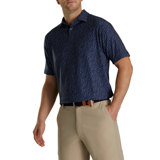 FootJoy Lisle Glass Print Self Collar Polo