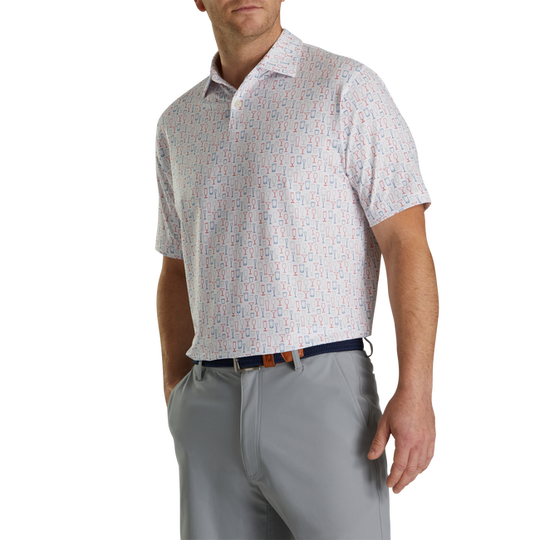 FootJoy Lisle Glass Print Self Collar Polo