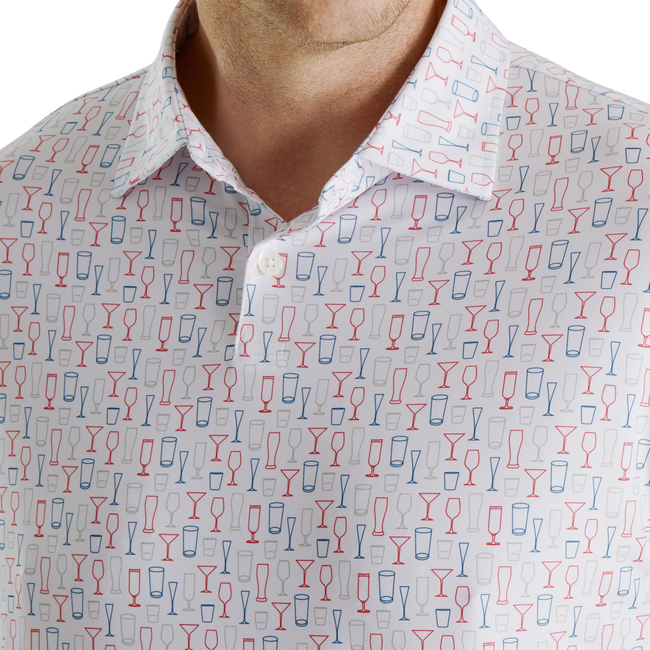 FootJoy Lisle Glass Print Self Collar Polo