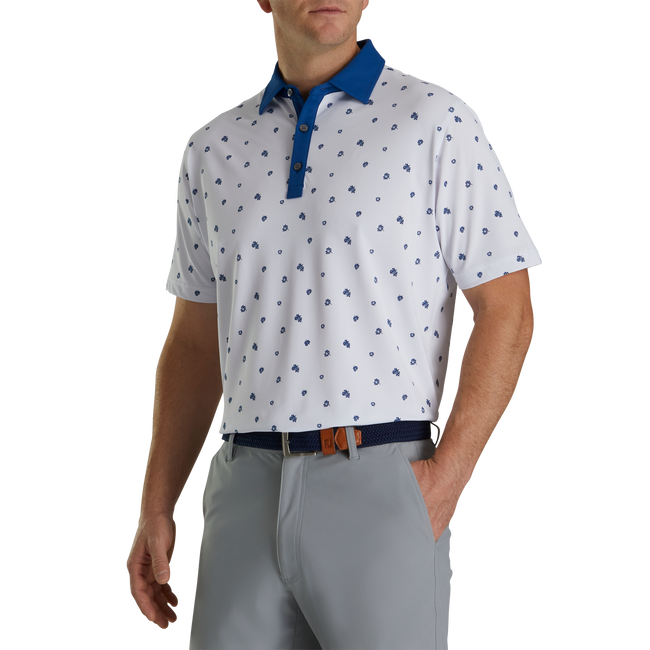 FootJoy Pique Stretch Scattered Floral Self Collar Polo