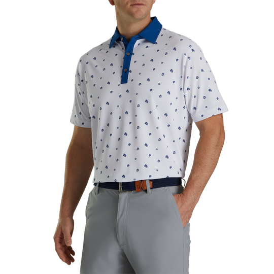 FootJoy Pique Stretch Scattered Floral Self Collar Polo