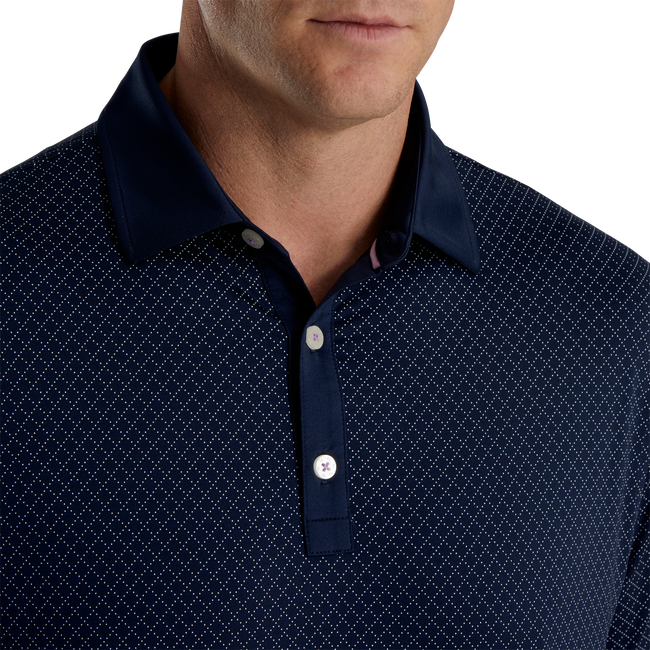 FootJoy Diamond Dot Print Lisle Self Collar Polo