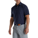 FootJoy School of Fish Print Lisle Self Collar Polo