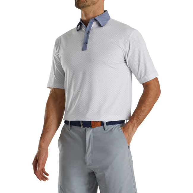 FootJoy Diamond Dot Print Lisle Self Collar Polo