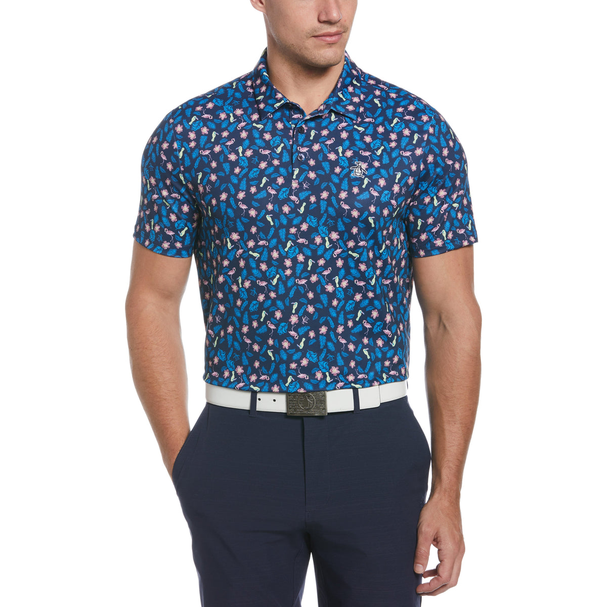 Original Penguin Whimsical Tropical Print Golf Polo